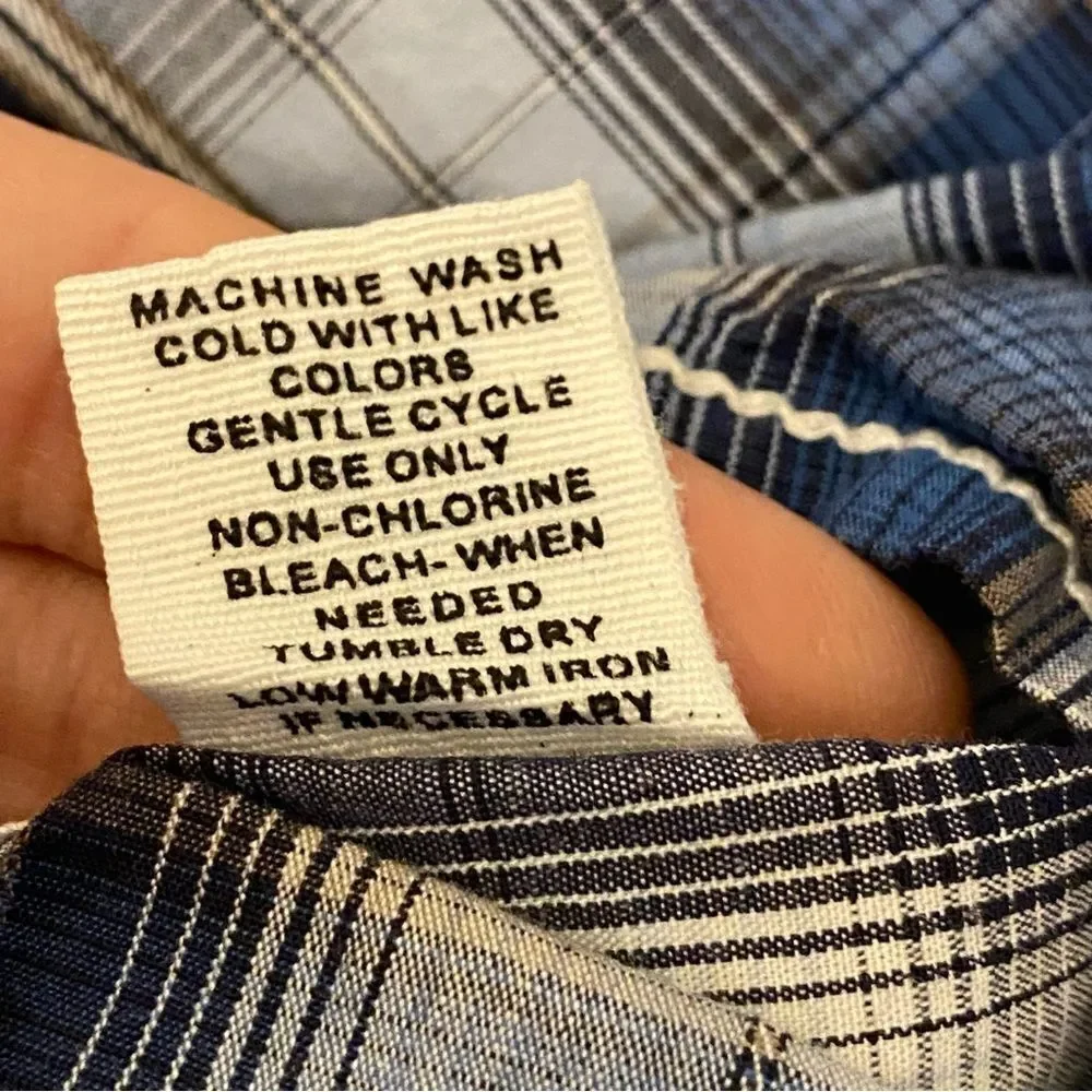 Buckle BKE athletic fit blue plaid thick stitch button up Western cotton shirt L - Picture 10 of 10